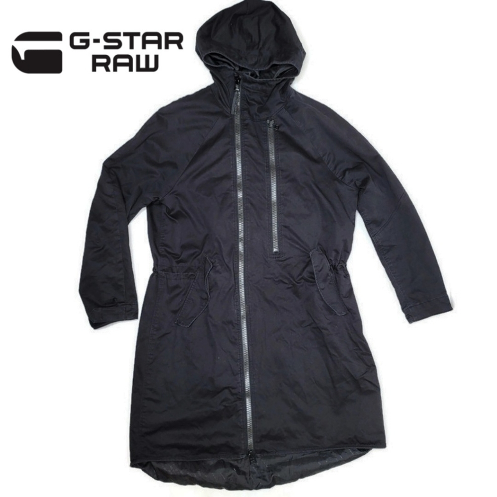 G star raw H-A Street BF parka hooded black zipper jacket size XS